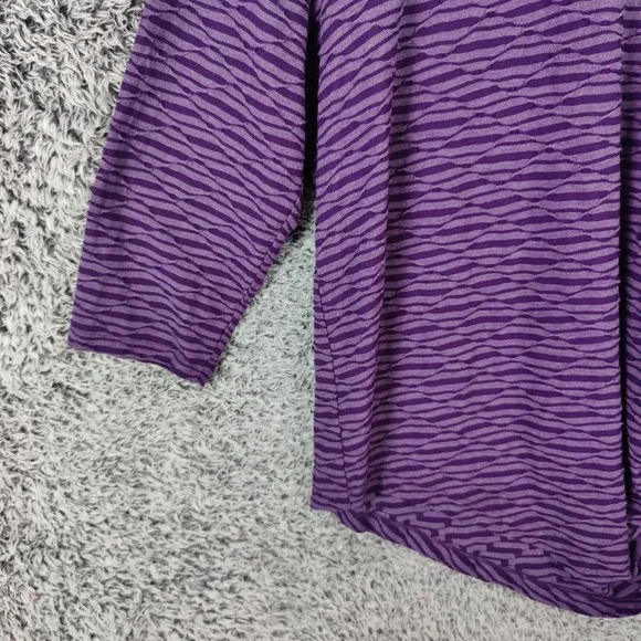 Chicos Womens 3 XL Purple Abstract Striped 3/4 Sleeve Shirt Top Resort Vacation - Picture 9 of 16
